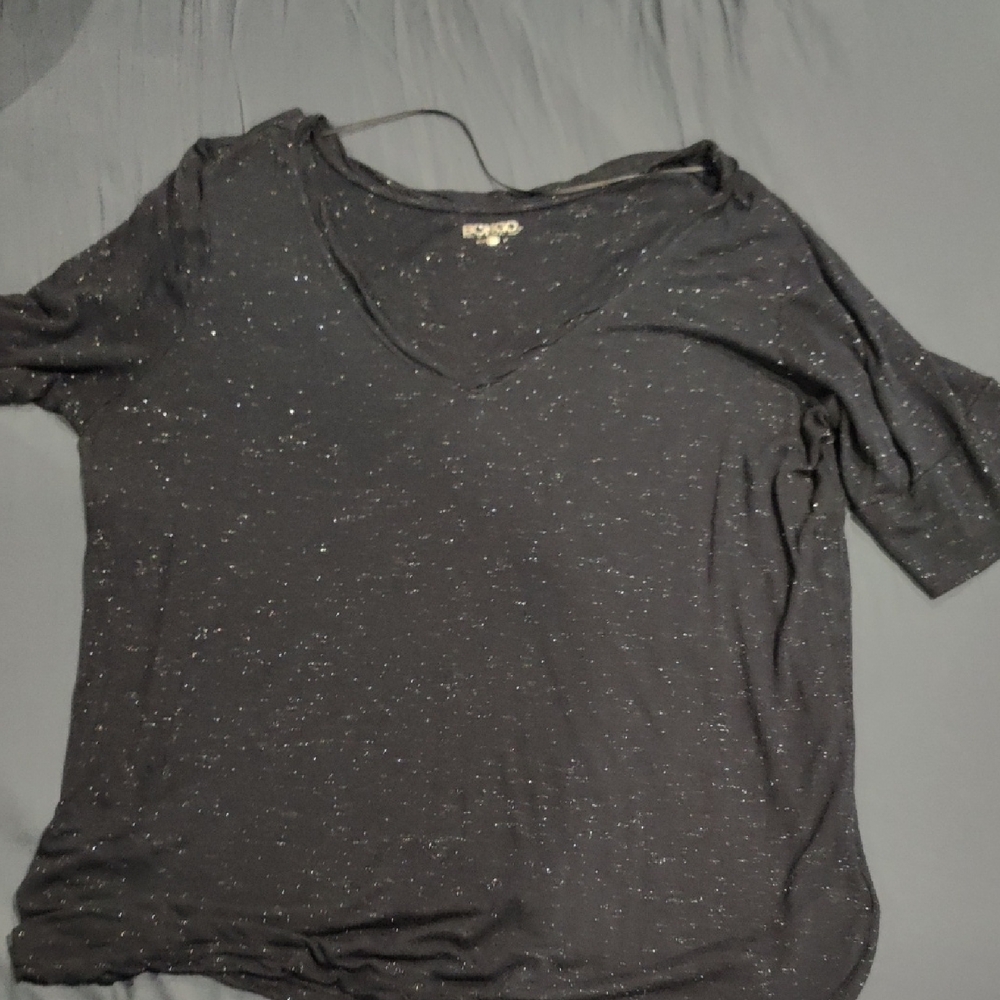 BONGO Black Glitter Long Sleeve Top